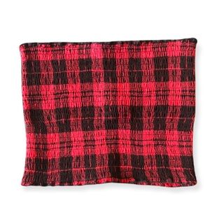 Plaid smocked tube top